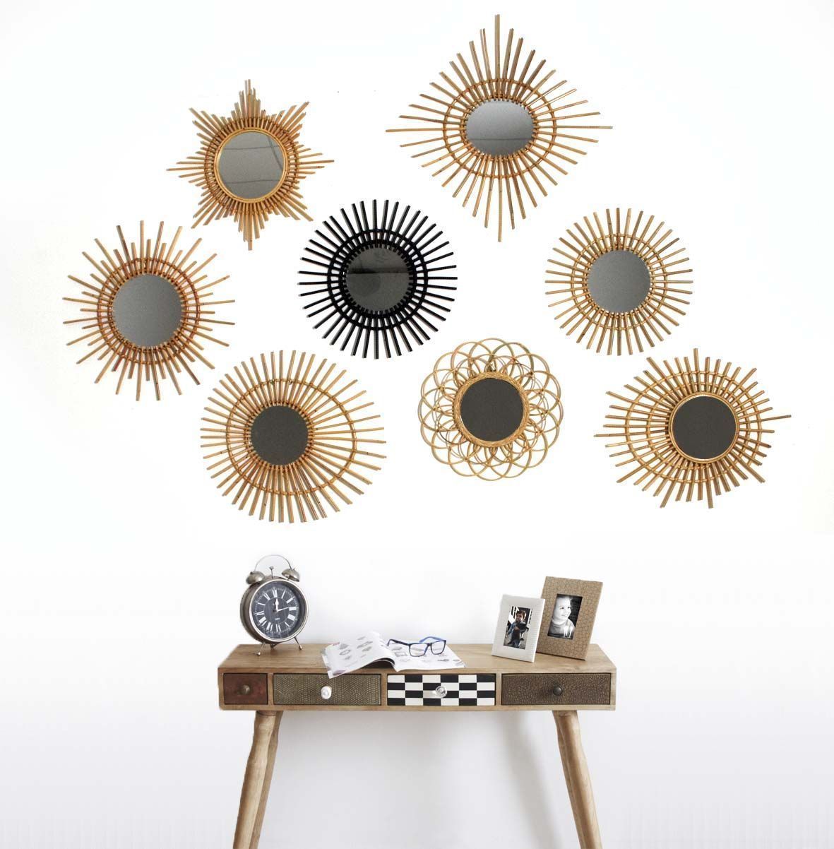 Aubry Gaspard Miroir Rotin Soleil Distriartisan