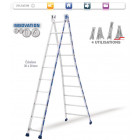 Echelle transformable 2 plans 8+8 échelons haut. D'accès maxi 4,94m Platinium