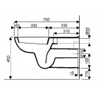 Cuvette suspendue rallongée à alimentation indépendante paracelsus 2 de 70x35,5 cm, sans trous d'abattant réf. 398210000