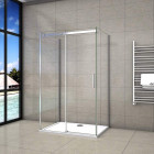 Cabine de douche forme en U porte de douche coulissante et 2 parois en verre anticalcaire 8 mm - Dimensions au choix