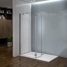 Paroi de douche verre anticalcaire avec retour pivotant 40 cm et barre de fixation 90 cm - Dimensions au choix