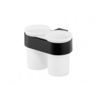 Support avec gobelet double mural noir satiné