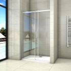 Porte de douche coulissante 130 x 195 cm en verre anticalcaire 8 mm installation en niche