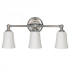 Applique huguenot lake, chrome poli et verre opale, 3 ampoules