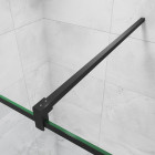 Paroi de douche à l'italienne - verre trempé clair ep.8mm - en aluminium - noir mat - avec barre de fixation 90cm en carré - Hauteur 200 cm - Largeur au choix 
