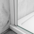 Porte de douche battante - hauteur 180cm - verre trempé clair et anticalcaire ep.5mm - en aluminium - blanc - Largeur au choix 