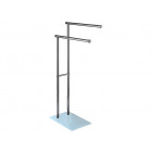 Porte serviette double sur pied à poser inox chromé