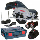 Scie circulaire sans fil 10.8V Li-Ion Ø85mm profondeur de coupe max 26.5mm livrée avec 2batteries 2.5Ah en coffret L-BOXX GKS 10,8 V-LI BOSCH 06016A1003