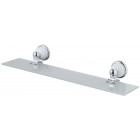 Tablette étagère en verre de salle bain serie grenada chrome et blanc à fixer ou à coller