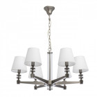 Suspension argentée neoclassic 6 ampoules 86 cm