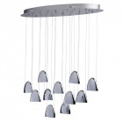 Plafonnier argenté techno 11 ampoules 100 cm