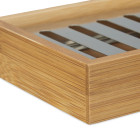Porte-savon bambou rectangle avec grille en inox support pour savon nature salle de bain