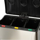 Poubelle à pédale pour tri sélectif multiflux 3 x 12 litres corps en inox brossé traité antitrace 
