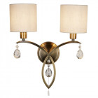 Applique alberto, laiton antique et cristal, 2 ampoules