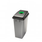 Corbeille polypropylène haute densité grise serie office capacité 60 litres avec couvercle ouverture supérieure vert