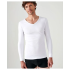 Tee-shirt DAMART Col V - Manches longues - Blanc - T.S - 12302