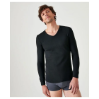 Tee-shirt DAMART Col V - Manches longues - Noir - T.S - 12302