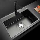 Evier de cuisine simple en inox noir -60 x 45 cm