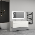 120x45x40(l*w*h)cm meuble salle de bain blanc avec 2 portes à une fermeture amortie avec 2 vasques à suspendre