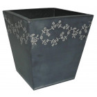Jardinière fleurie en zinc noir carrée 26x25.5x23.5cm