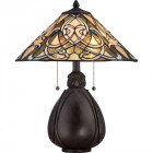 Lampe india, bronze impérial et verre tiffany