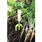 Fourche en métal vert et bois 8x4x26.5cm