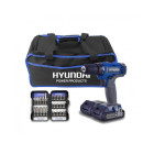 Hyundai pack perceuse 18v + 2 batteries + coffret 37 embouts + sac hpvd185-37a