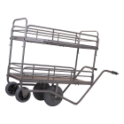 Chariot fleuriste grand, ridelles, roues increvables, 2 étagères