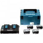 Pack 4 Batteries 5Ah + Chargeur double MAKITA - 197626-8