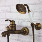 Robinet de douche et baignoire en laiton antique, fixation mural