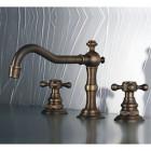Robinet de lavabo double poignée avec finition en cuivre, robinet de style antique avec trois trous d'installation