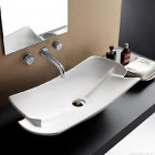 Robinet de lavabo massif, robinet à poignée double et de style moderne avec une finition en chrome