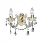Applique 2 ampoules marie-thérèse, en laiton antique et cristal