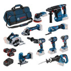 10 ToolKit 18V - 10 machines - BOSCH - avec 3 batterie 18V 5.0Ah Li-Ion - chargeur - sac de transport - 0615A5004G