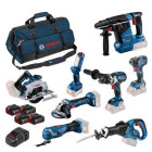 Lot de 8 machines ToolKit 18V - BOSCH - avec 4 x batterie 18V 5.0Ah - chargeur sac de transport - 0615A5004A