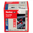 Chevilles métallique pour corps creux DuoHM 4X55 embout PZ - FISHER - 572920