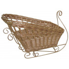 Corbeille traineau de noël en osier laqué doré