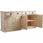 Buffet 4 portes 4 tiroirs en bois brut