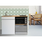 Kitchenette 120 cm avec domino de cuisson vitrocéramique, four, lave-vaisselle silver , évier gauche - trio120bg-sv