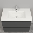 79x44.5x52(l*w*h)cm meuble salle de bain anthracite avec 2 tiroirs à une fermeture amortie avec une vasque à suspendre