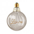 Ampoule globe LED 5W "LOVE" filament G95 E27 verre ambre smoky blanc chaud 2.200K