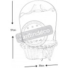 Jardinière oiseaux en osier blanc et métal