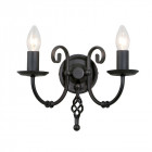 Applique artisan, noir, 2 ampoules