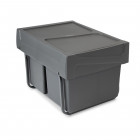 Poubelles de recyclage pour la cuisine 2 x 15 L à fixation inférieure et extraction manuelle gris anthracite