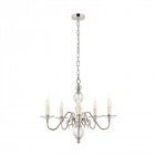Chandelier tilburg, nickel poli, cristal, 5 éclairages