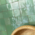 Zellige marocain artisanal - vert d'eau 5x5 cm - mosaïque mur (vendu par plaque de 30x30 cm)