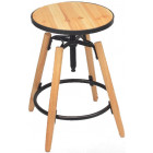 Tabouret de bar natura en bois et métal