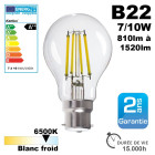 Ampoule led b22 7w à 10w 6500k 15000h - type d'ampoule led b22 - ampoule led b22 7w 810lm 6500k 15000h