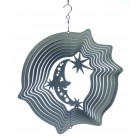 Mobile à vent lune & étoiles argent 30 cm grand modèle