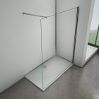 Paroi de douche 140x200cm en 8mm verre anticalcaire et une barre de douche extensible carré